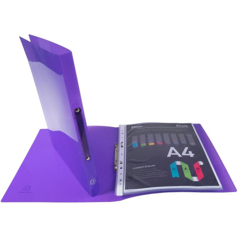Classeur 2 anneaux plastifié Exacompta Crystal colours A4 - Dos 2 cm couleurs assorties