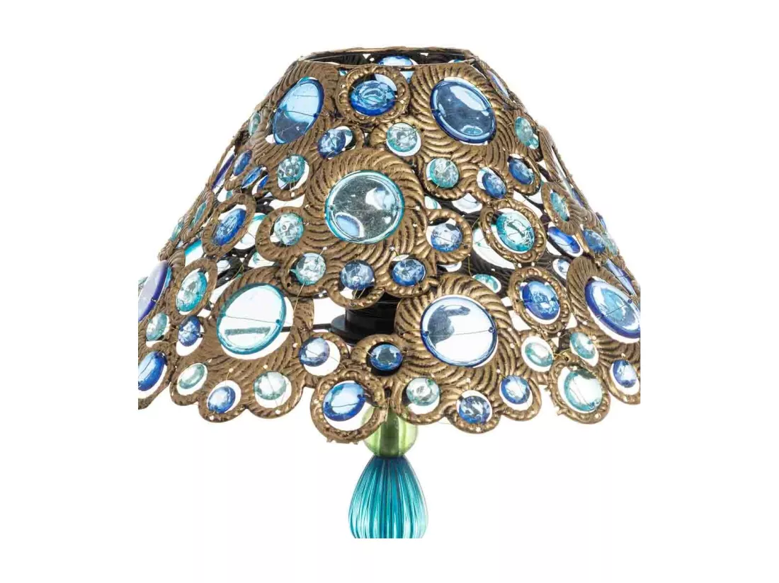 Lampe en métal bleu avec verre acrylique coloré