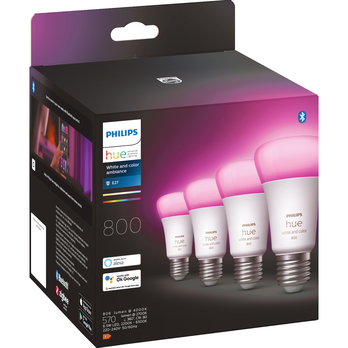 Philips Hue WCA 6,5W A60 E27 4-pk.