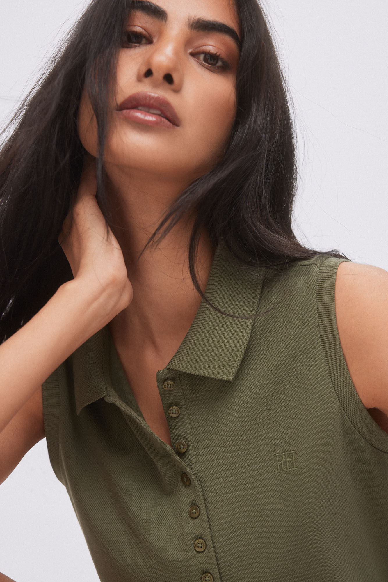 Polo lisa sem mangas - Verde