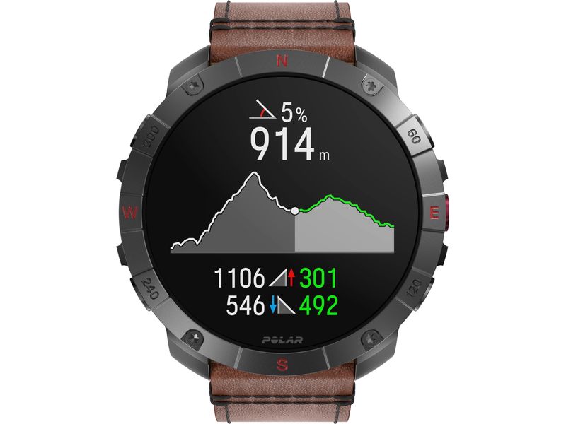 POLAR GPS-Sportuhr Grit X2 PRO Titan Braun Sportuhr mit optischer Pulsmessung und Smartwatch-Navigation