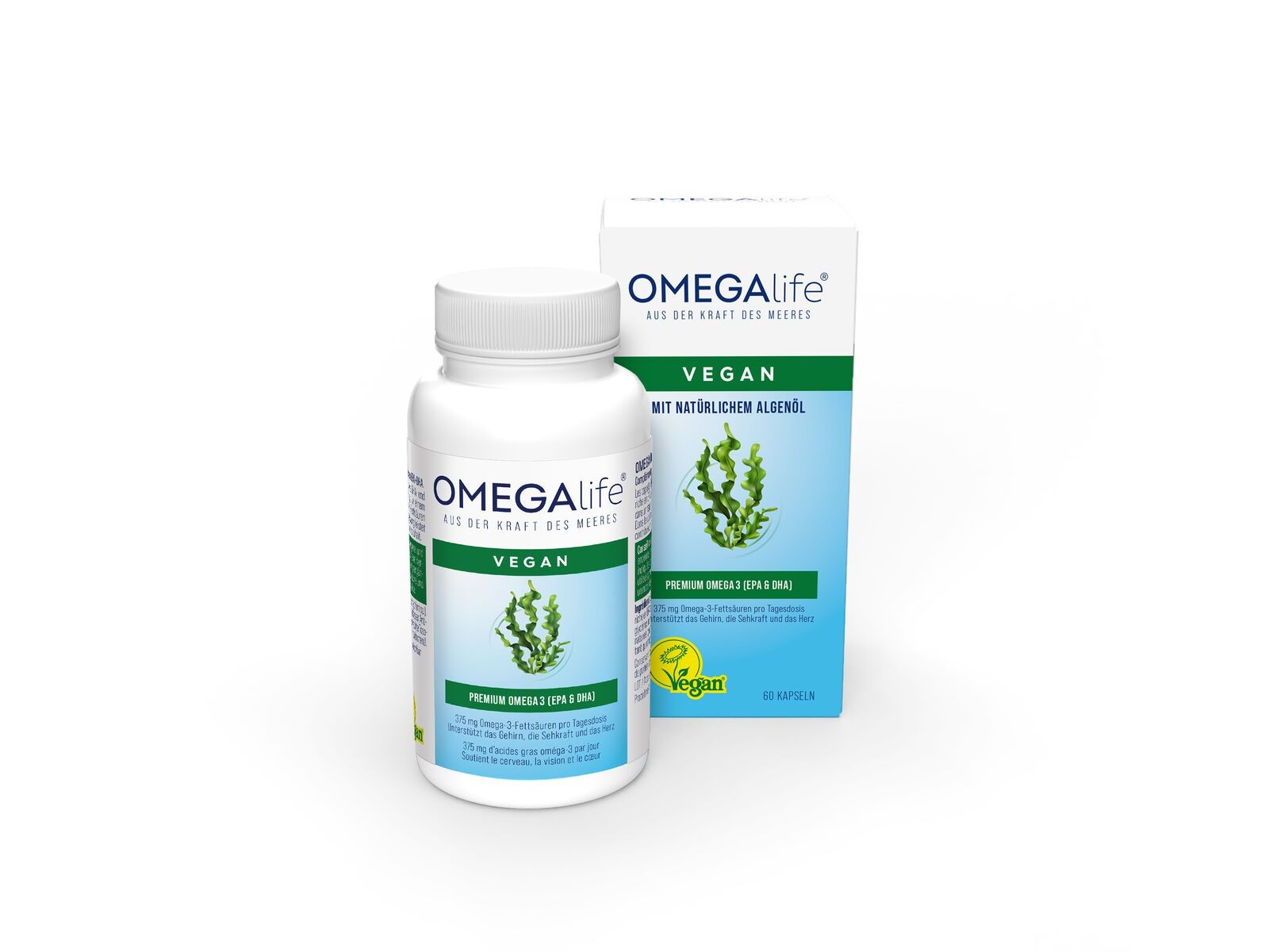 OMEGA-LIFE Algenöl<br>60 Stück, Dose, Kapsel
