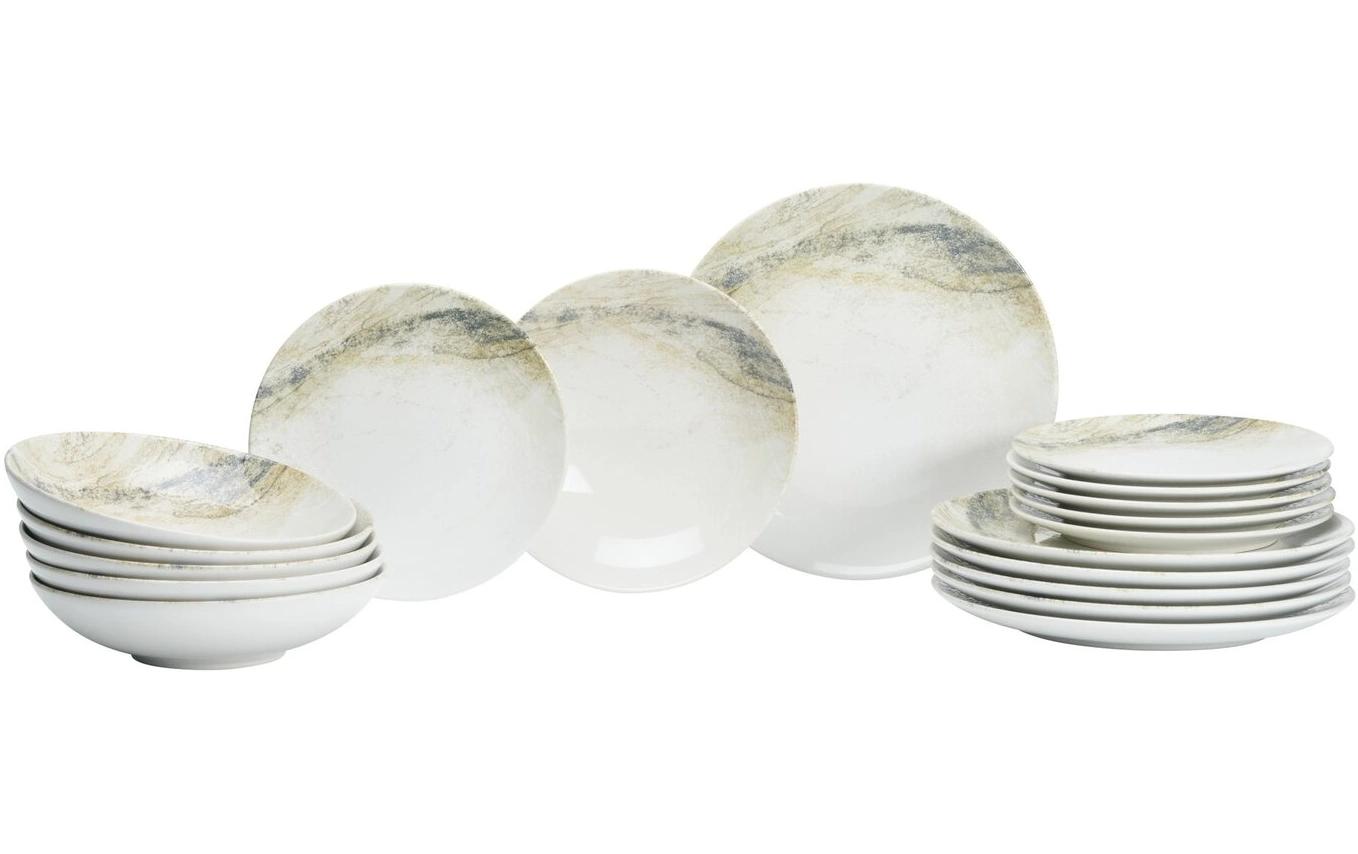 Speiseteller Arezzo 18-teilig, Braun/Grau/Weiss<br>Geschirr-Set