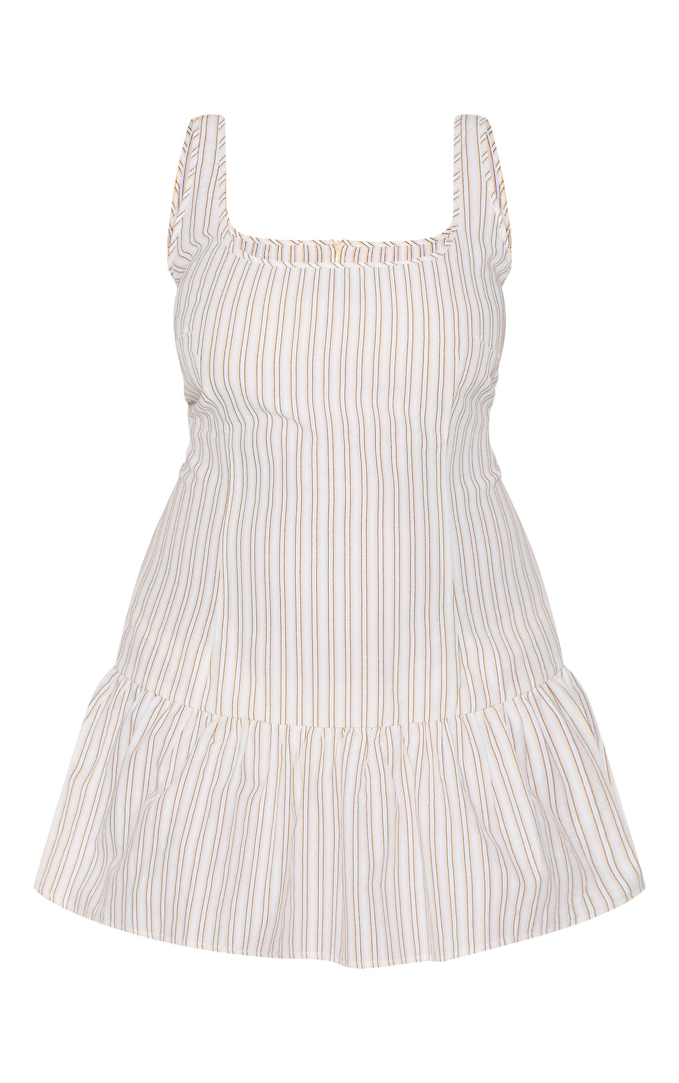 Gris Pierre Robe Droite Grande Taille Sans Manches À Rayures Et Encolure Ronde