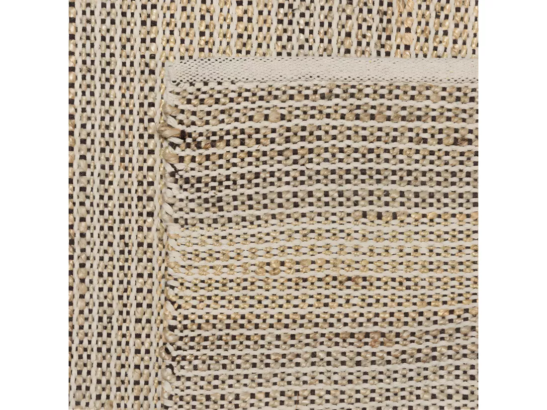 QUENTIN - Tapis rect. 160x230cm jute et coton couleur sable/ivoire/noir