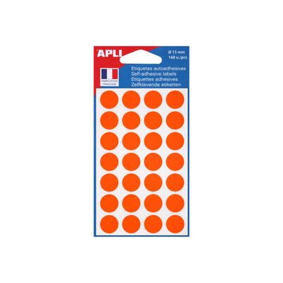 Apli Agipa - 168 Étiquettes oranges rondes - 28 x 6 mm - diamètre 15 mm - réf 111845