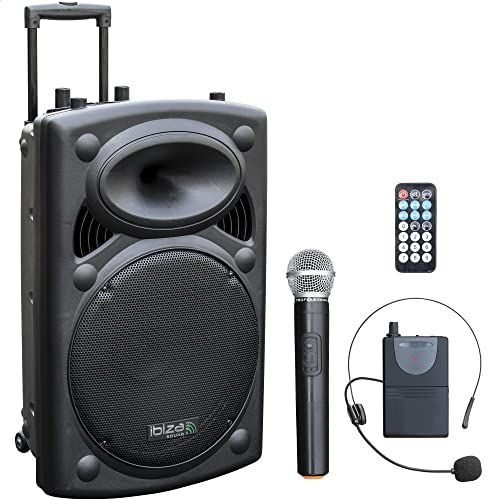 Ibiza PORT15VHF-BT - Draagbare Luidspreker - 38 cm - 800 W Max - Bluetooth - USB - SD