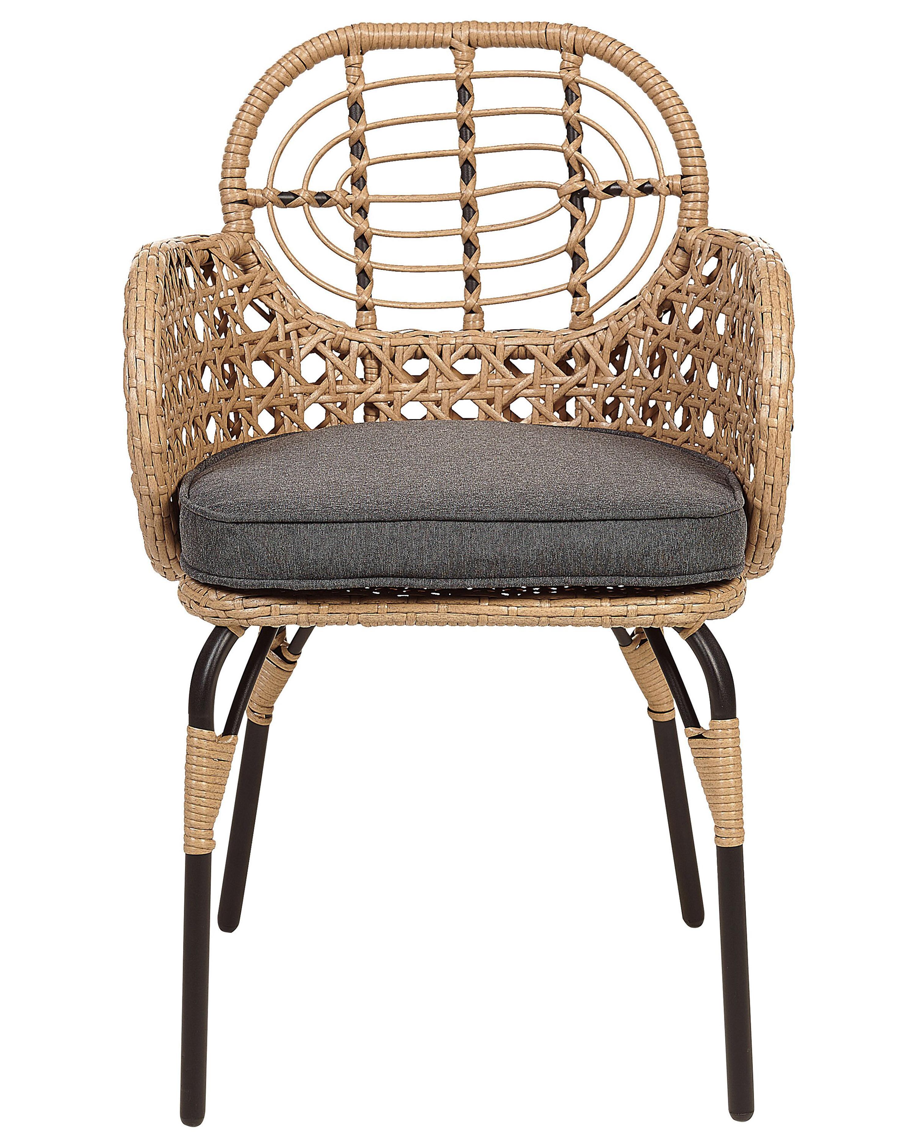 Set van 2 stoelen met zitkussen PRATELLO PE rotan Natuurlijk