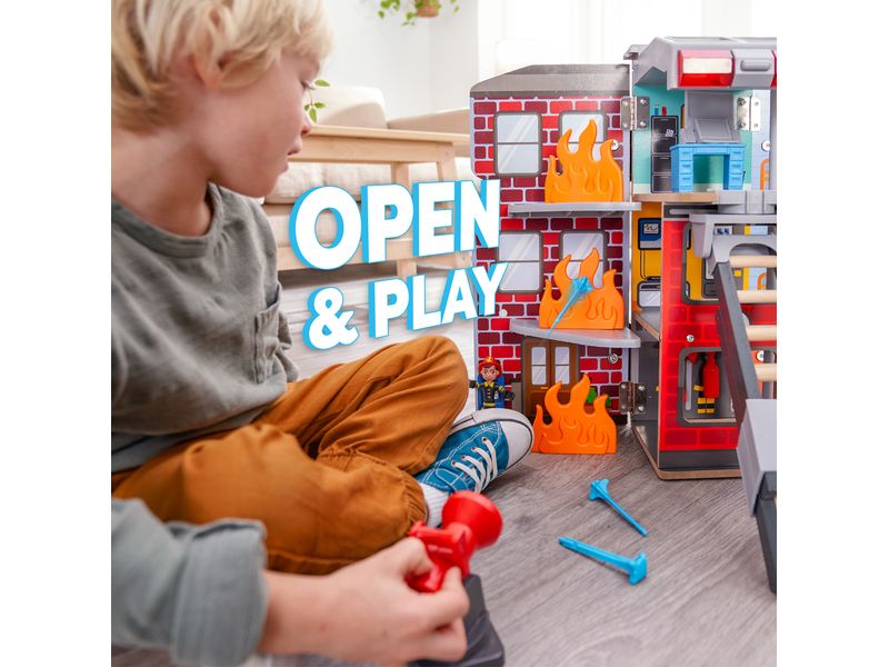 Kid Kraft Feuerwehr 2-in-1 Feuerwehrauto Spiel-Set
