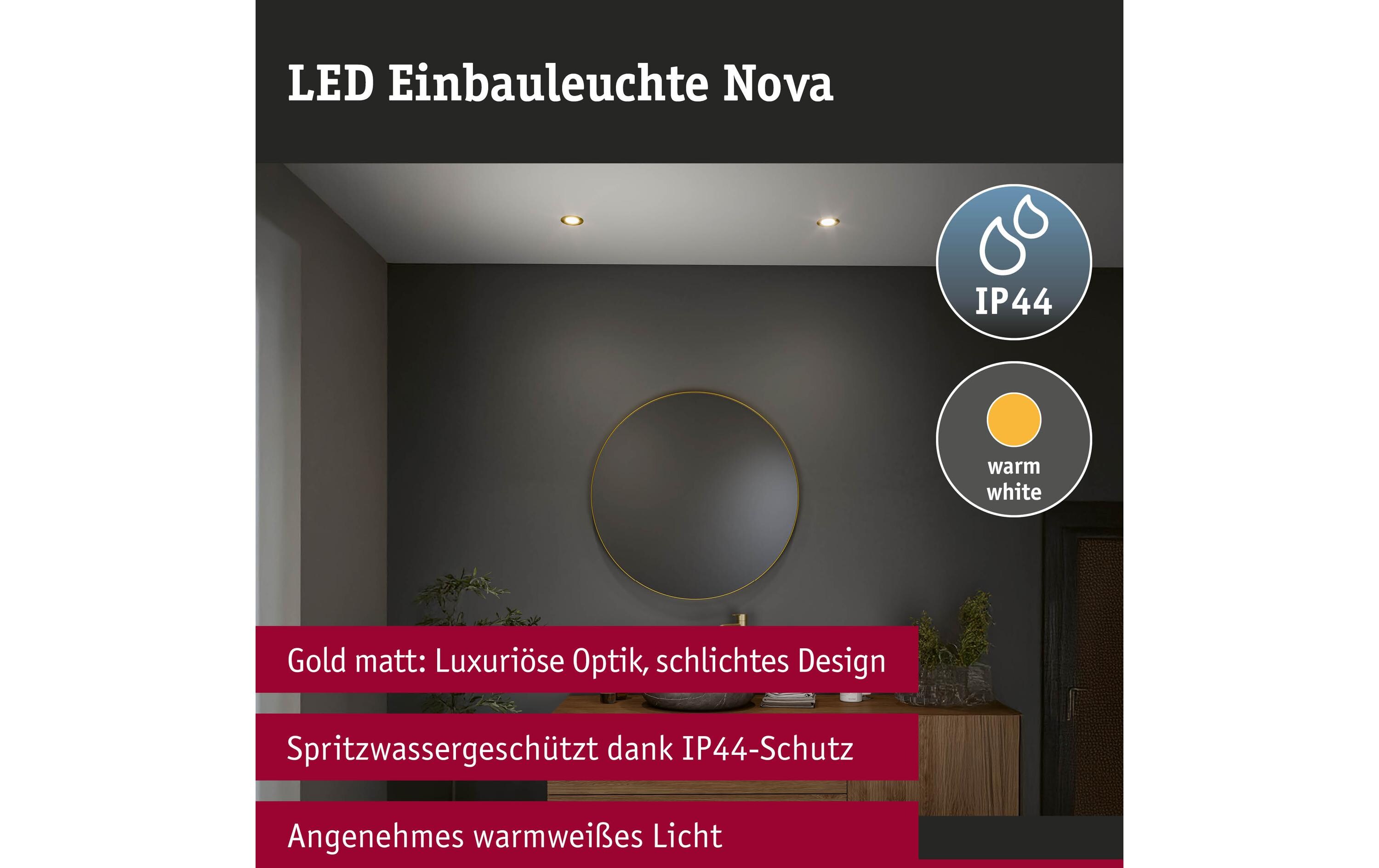 Einbauleuchte LED Nova Coin Basisset starr 3er-Set GoldRunde Einbauleuchte