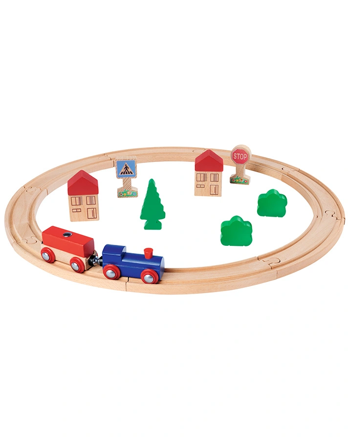 Holz-Eisenbahn-Set KREIS 20-teilig