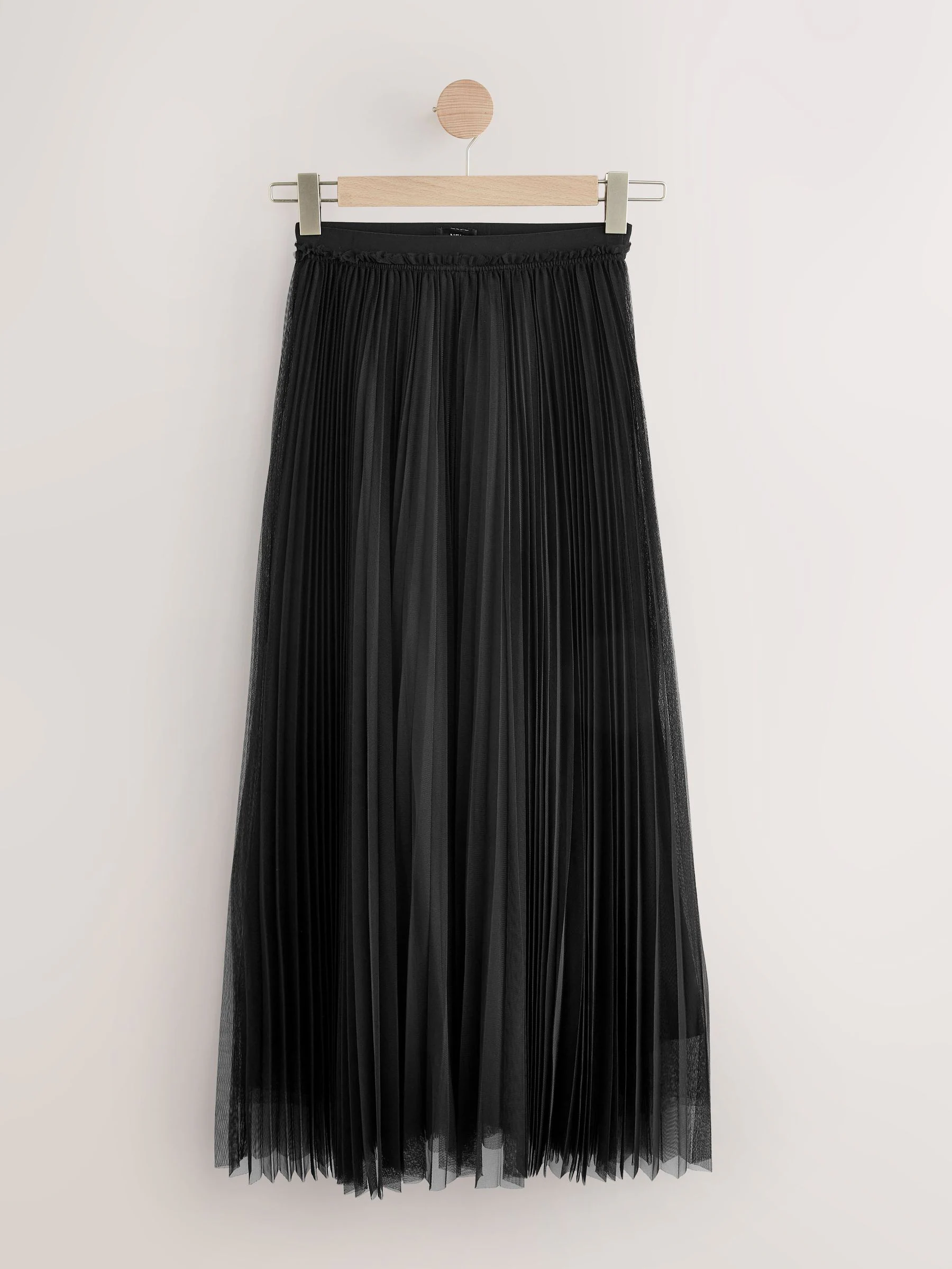 Zwart - Pleated Mesh Tulle Maxi Skirt
