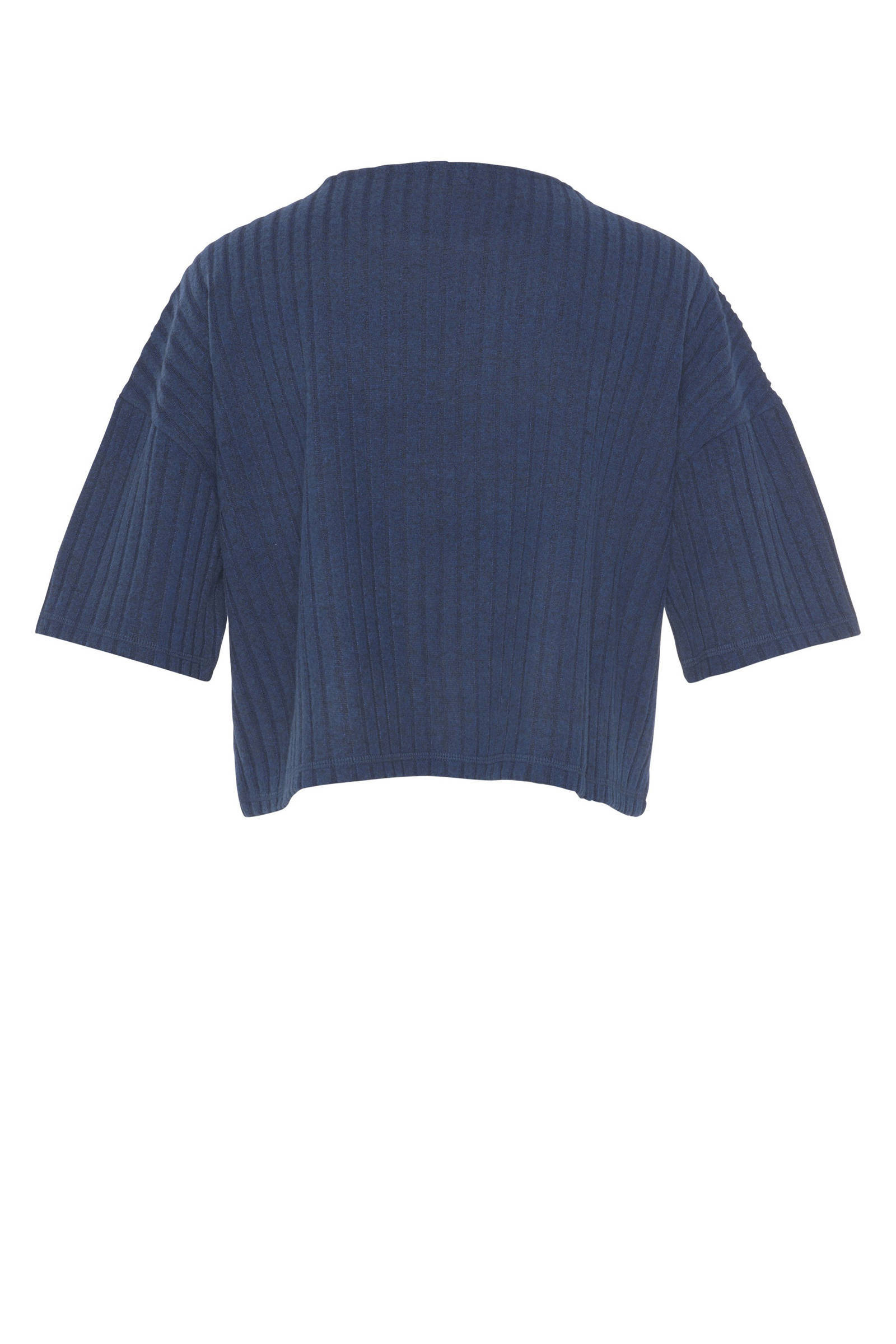 Lascana crop loungetop met ribstructuur donkerblauw