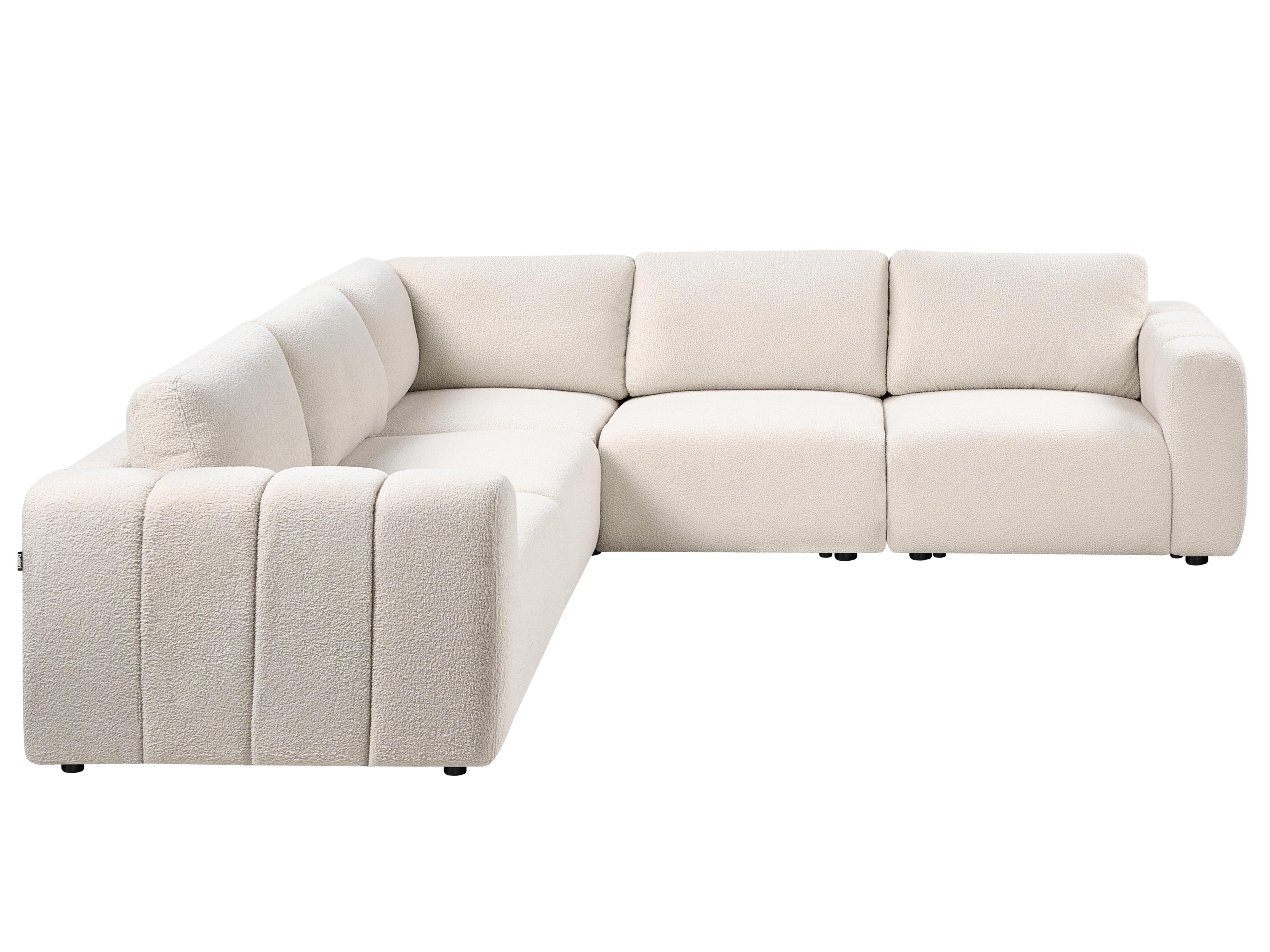 Modulaire hoekbank 5-zits KIVVIK Bouclé Gebroken wit rechtszijdig