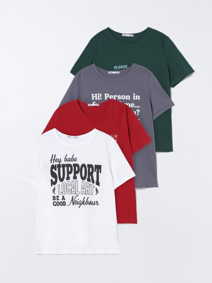 Pacote com 4 camisetas estampadas - Verde Pato