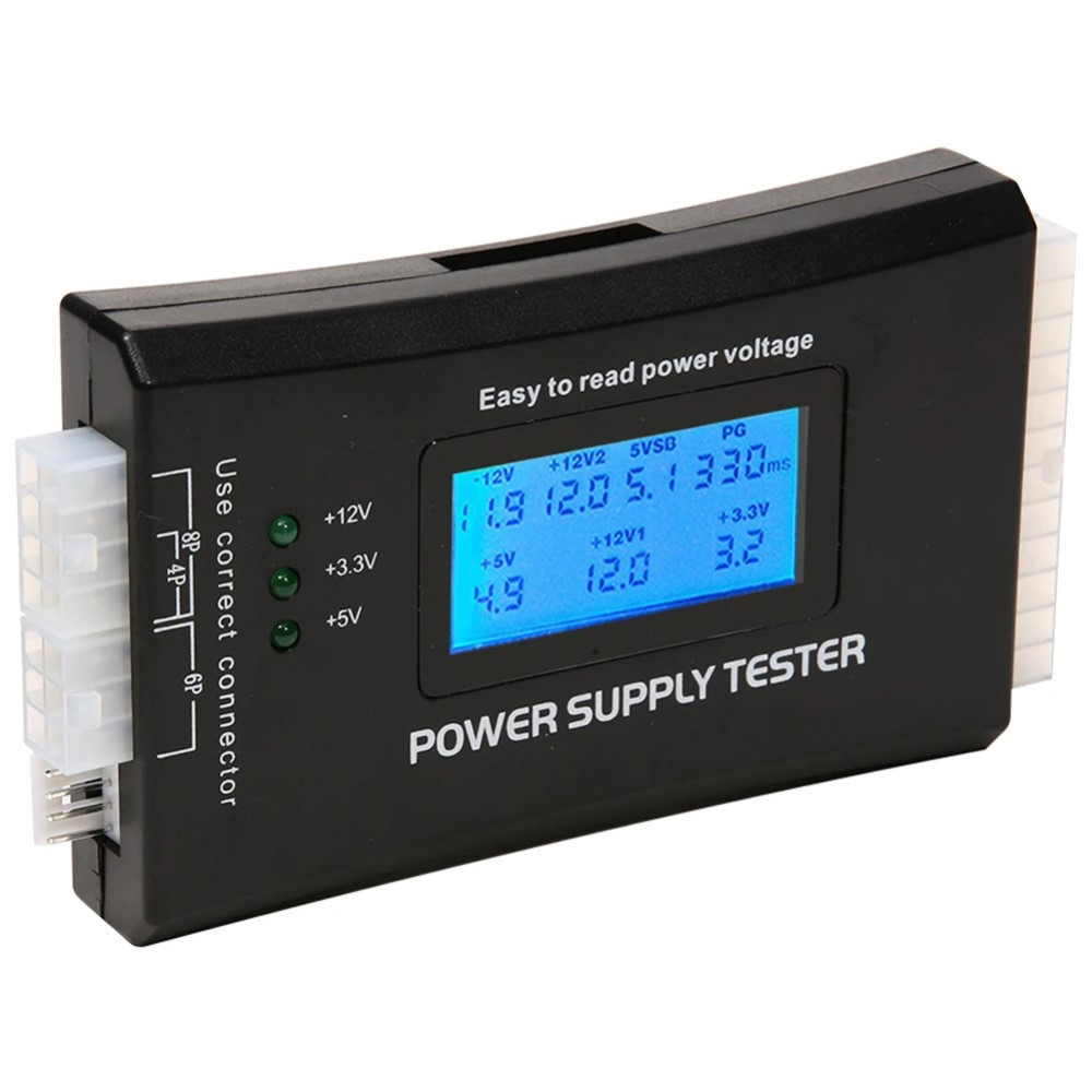 Digitaler PC Netzteil Spannungstester   LCD Display mit 20/24-pol. für ATX / mATX / mini-ATX / ITX (inkl. Warnsignal)