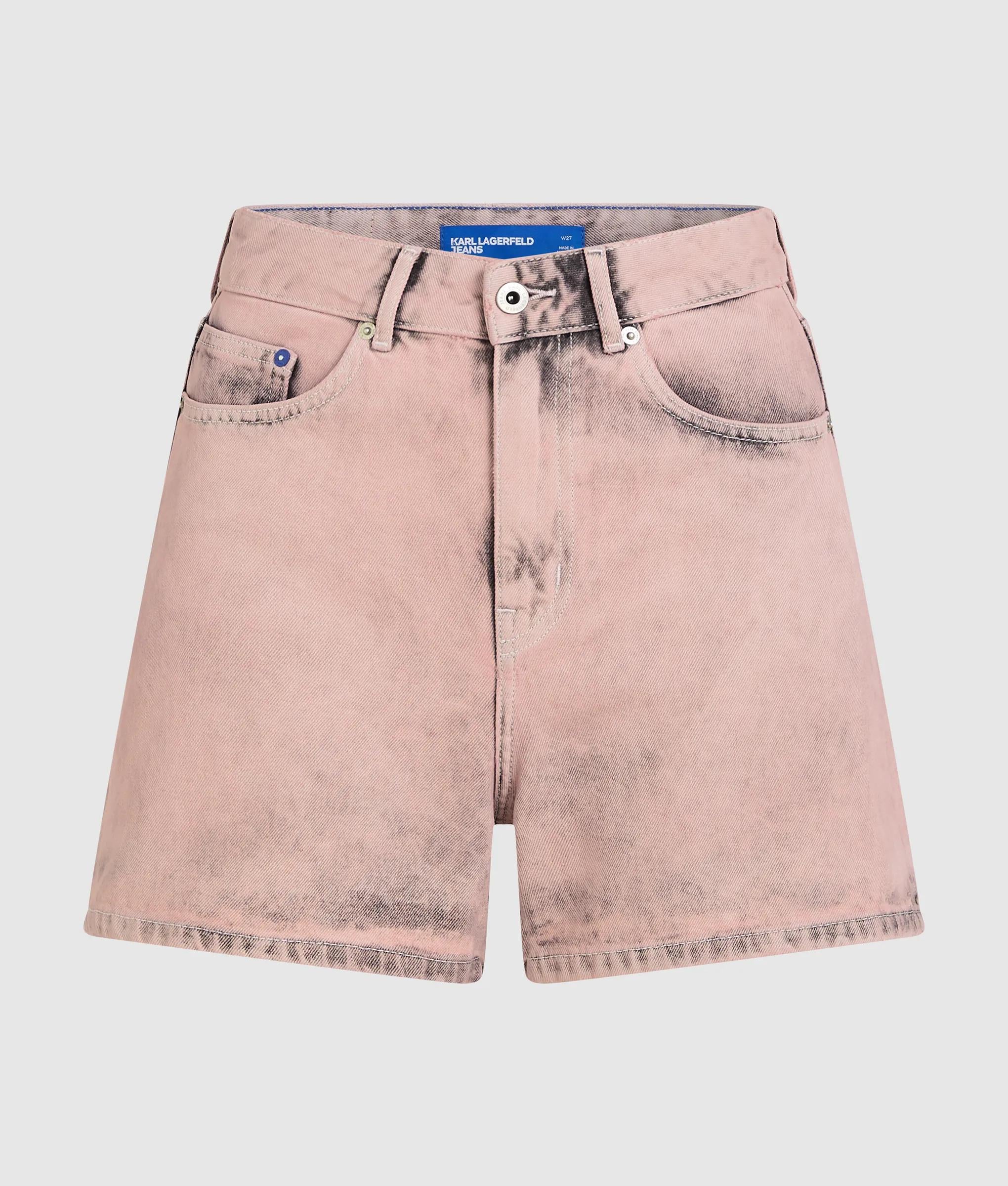 Denim shorts met hoge taille en opdruk