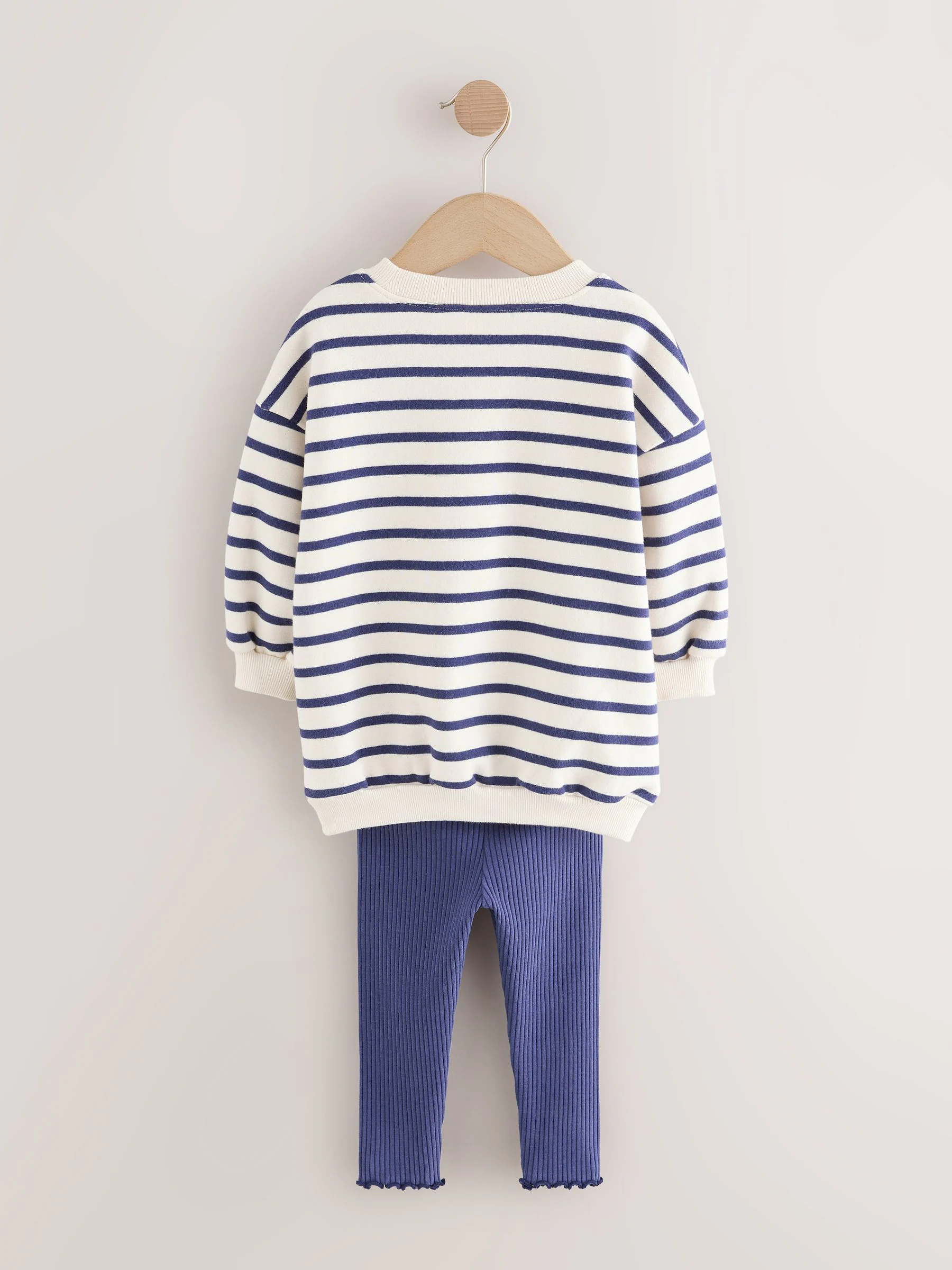 Crème/marineblauwe strepen Kerstmis - Set met sweatshirt en legging (3 mnd-7 jr)