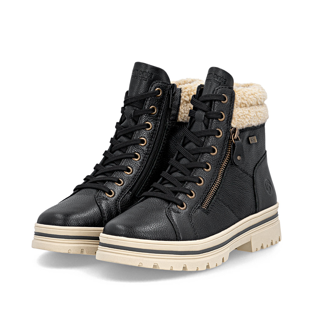 Rieker Damen-TEX-Schnürstiefelette gefüttert Schwarz-Beige