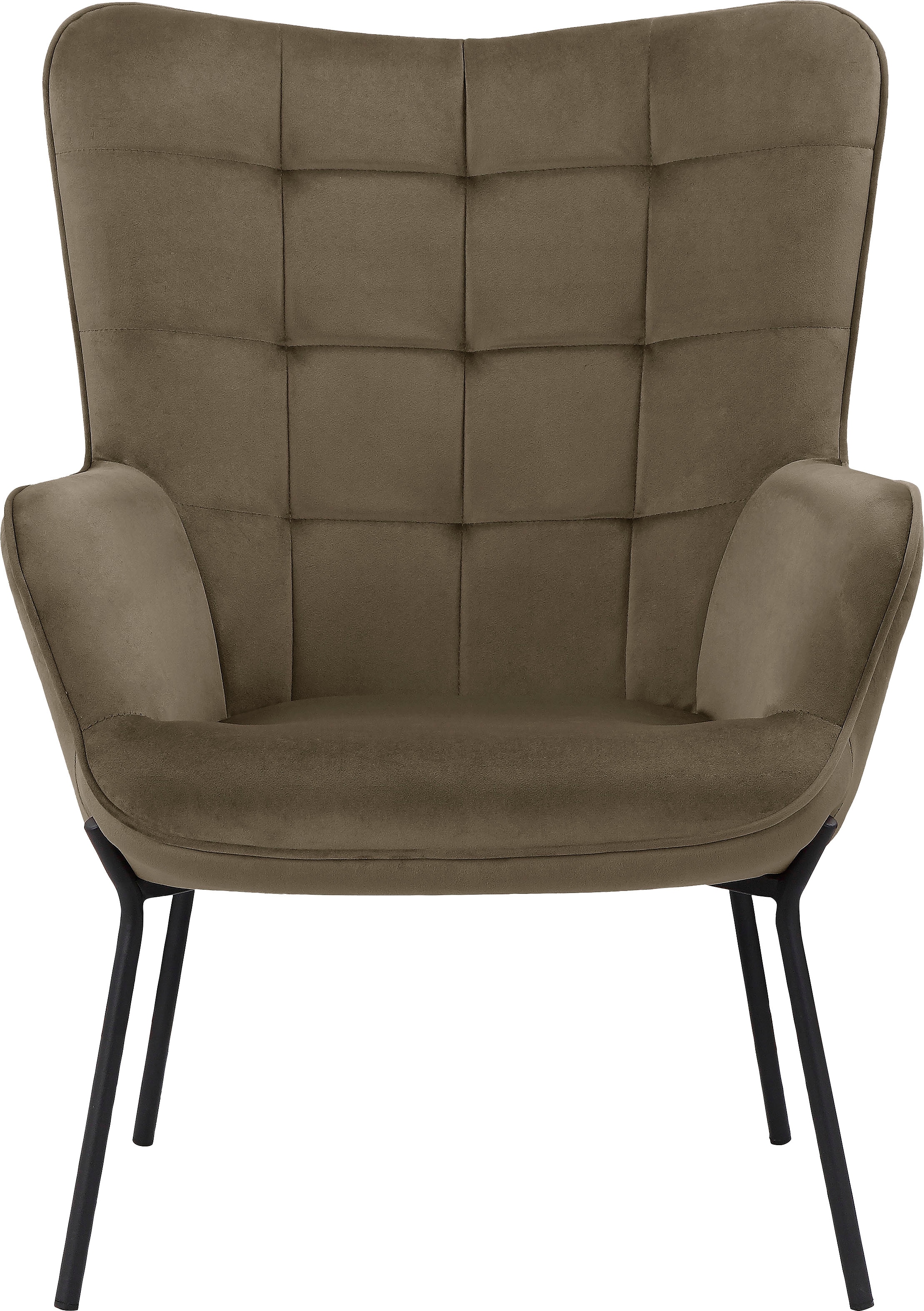 Home affaire Loungesessel »Luukas, Ohrensessel mit Metallbeinen,« 1 Stk. tlg. Stoff recyceltes Polyester, Sitz und Rücken gepolstert, Sitzhöhe 46 cm