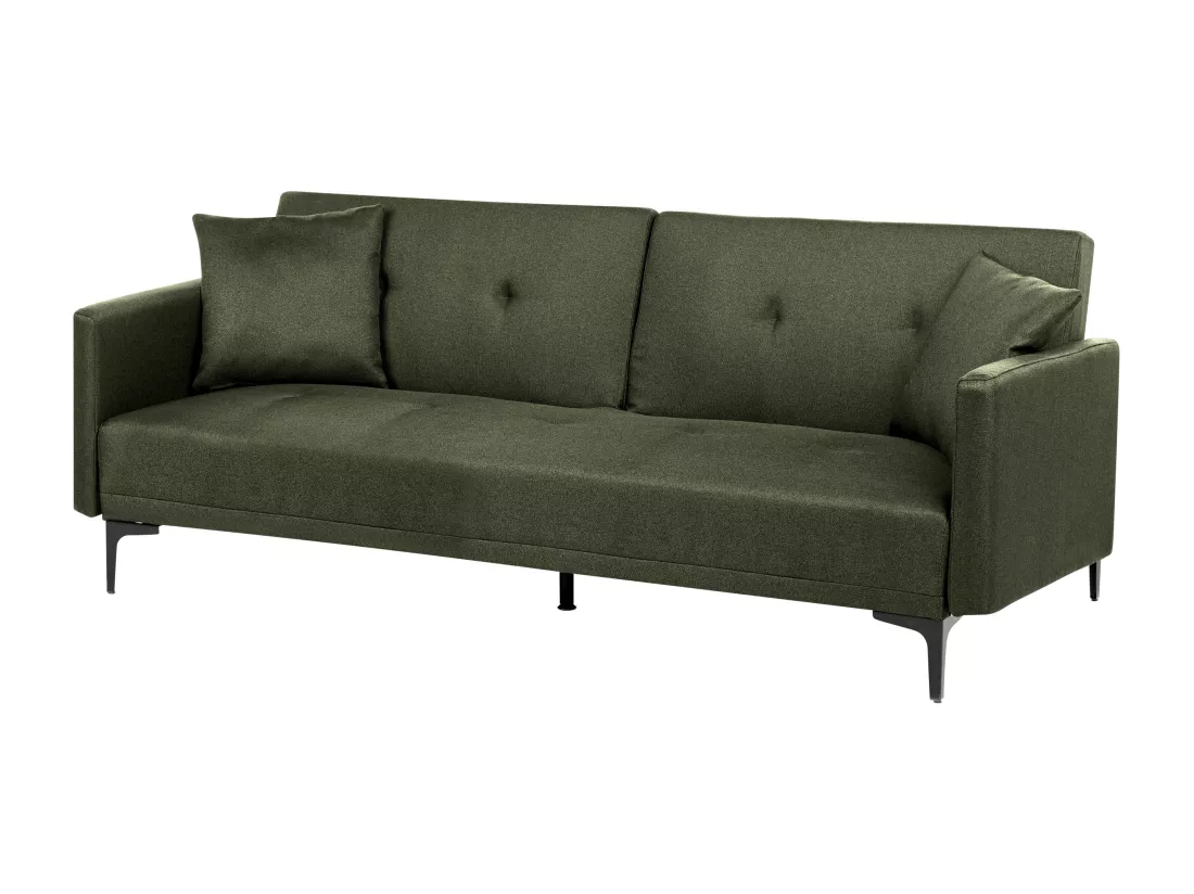 Canapé convertible 3 places en tissu vert foncé LUCAN