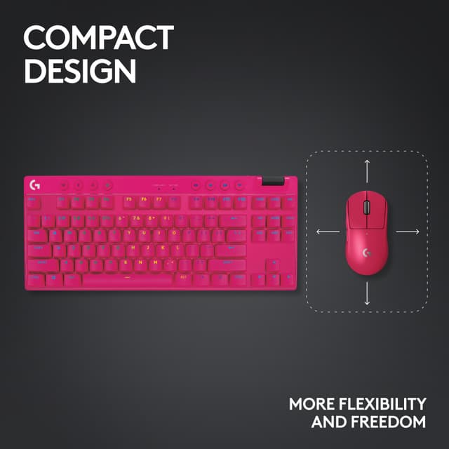 Logitech G PRO X TKL Lightspeed Tactile trådløst gamingtastatur (pink)