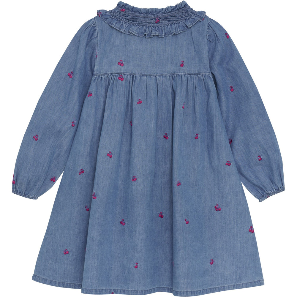 Køb Minymo Ombre Blue Kjole Ls W. Emb