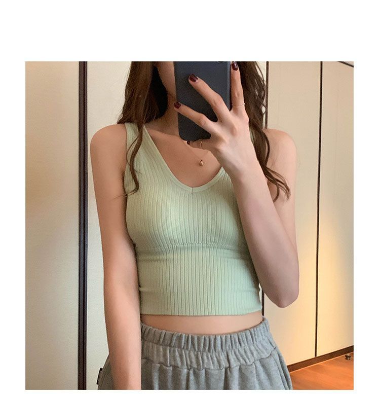 CaraMelody - V-hals effen cropped tanktop