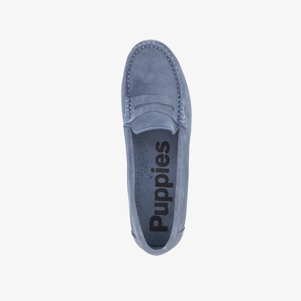 Hush Puppies suede dames mocassins blauw