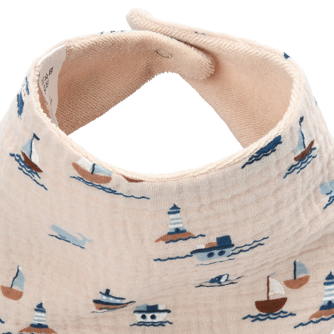 Topomini Baby Musselin-Bandana mit Frottee-Innenseite hellbeige