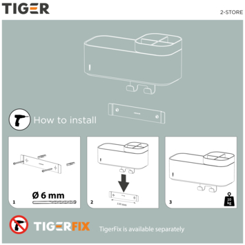 Tiger Opbergrekje 2-store met handdoekhaak en tandenborstelhouder 25 cm zwart