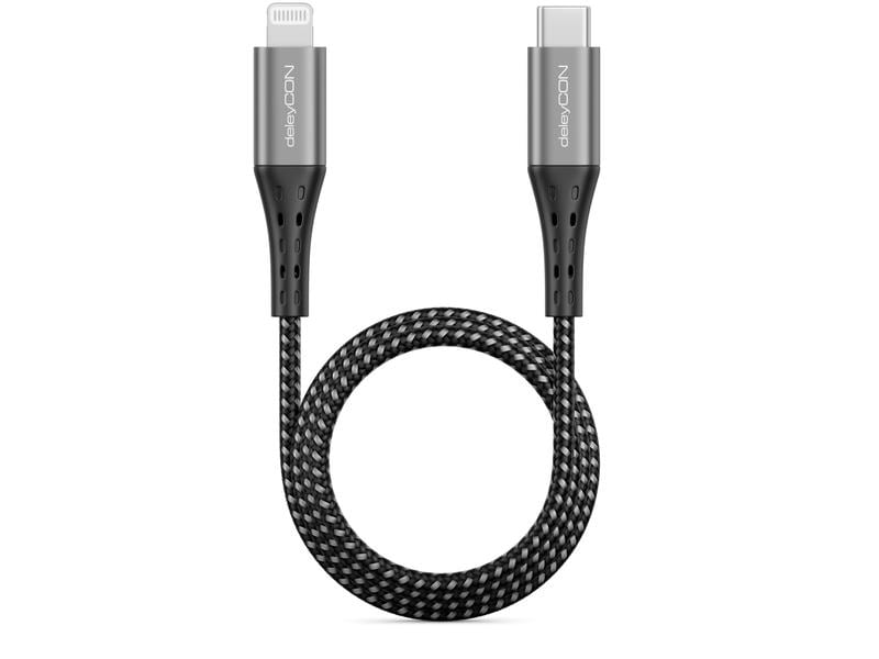 deleyCON USB 2.0-Kabel  USB C - Lightning 0.5 m DeleyCON Lightning-USB-C Kabel 50 cm, Apple MFI zertifiziert und lizenziert