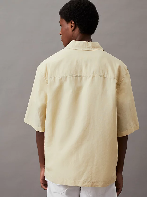 Camisa de manga curta em algodão e linho
