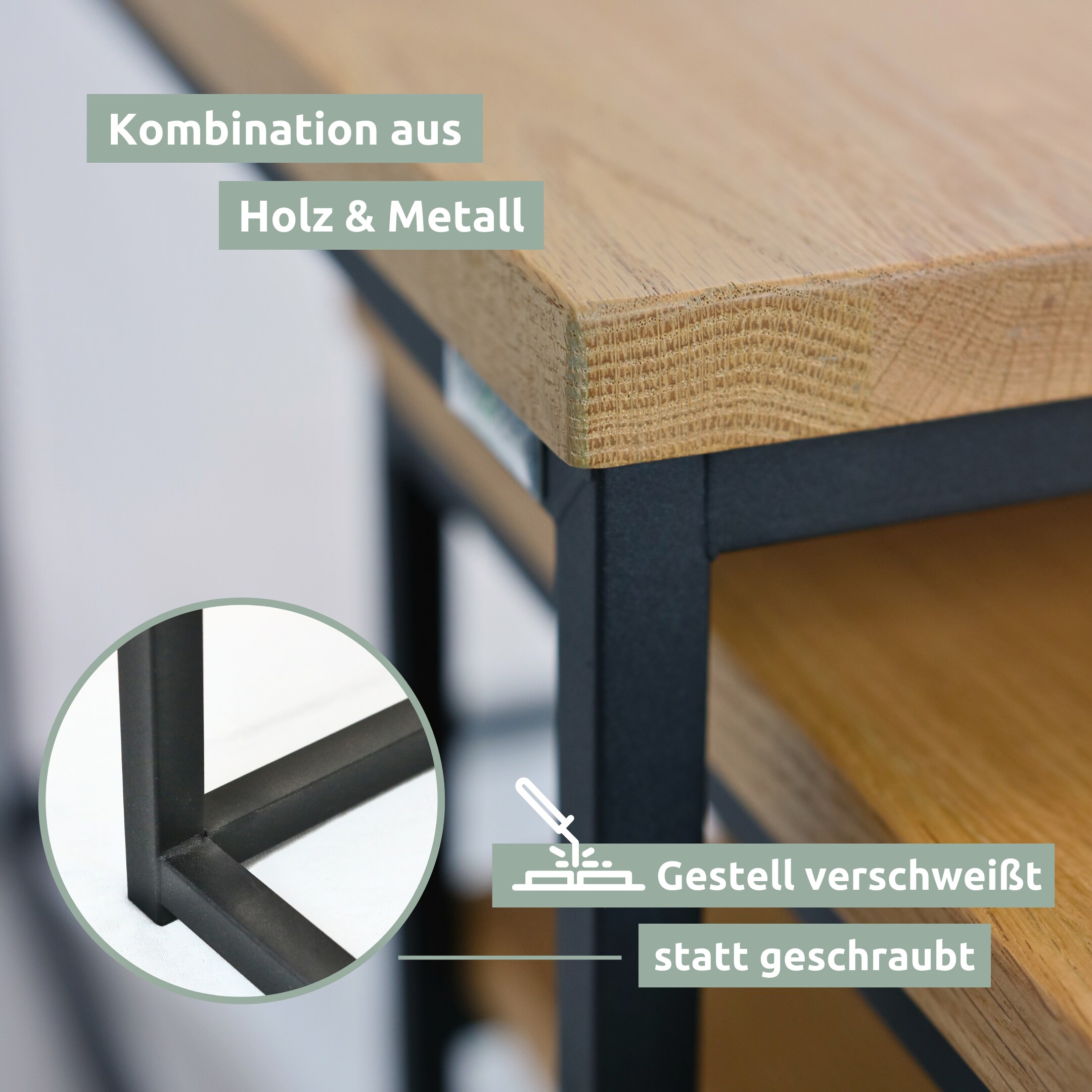 holz4home® 2er-Set Couchtisch aus Eiche