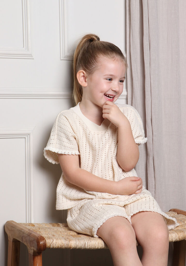 NOBELL ecru nobell top kawai crochet knit top