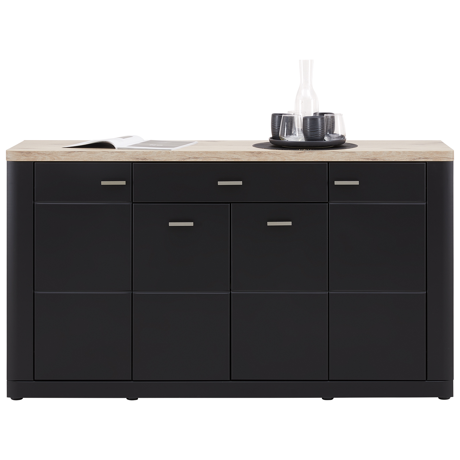 Sideboard GAME - Nox Oak-schwarz - 156 cm