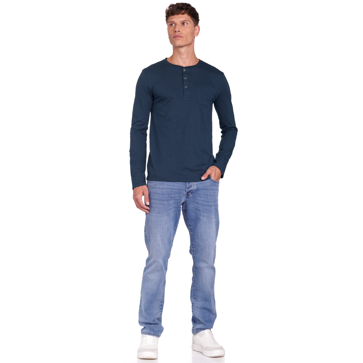 VanVaan Herren Langarmshirt mit Bio-Baumwolle dunkelblau