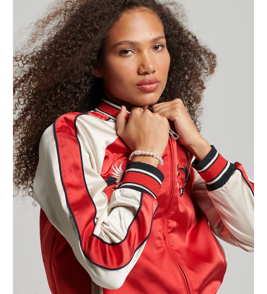 Jaqueta vintage Superdry com bordado vermelho Sukajan