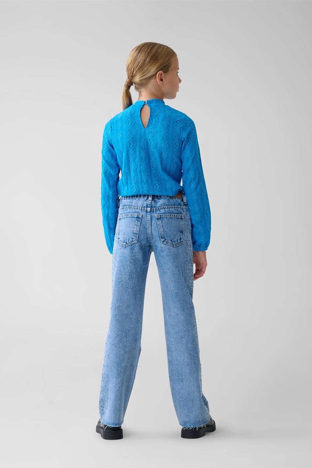 Shoeby top met hartjes en open detail blauw
