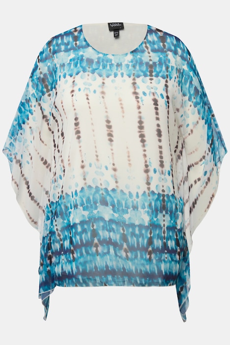 Bluse, doppellagig, Oversized, Rundhals, Halbarm