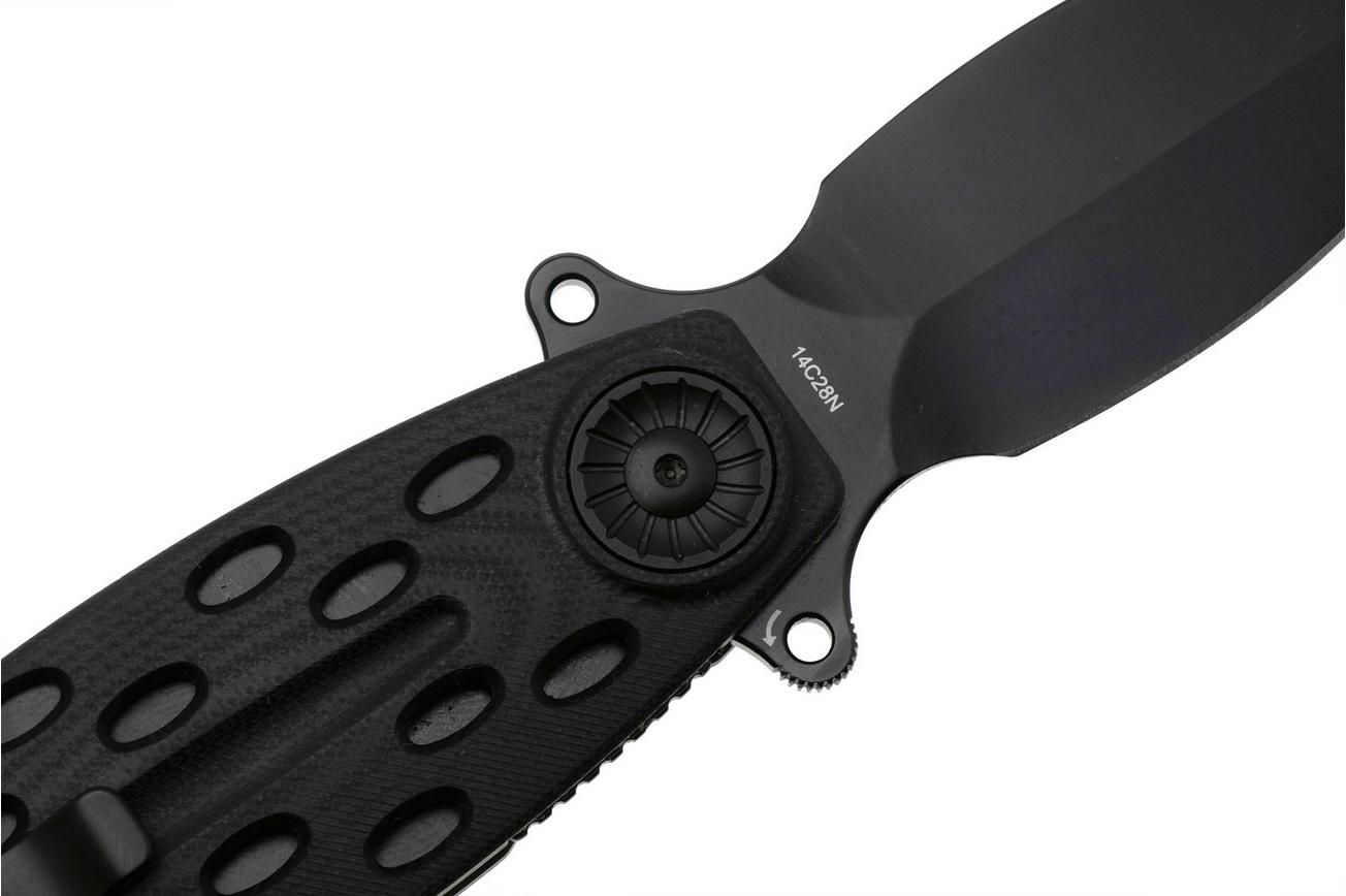 QSP Knife Beetle 162-B, Black 14C28N, Black G10, zakmes