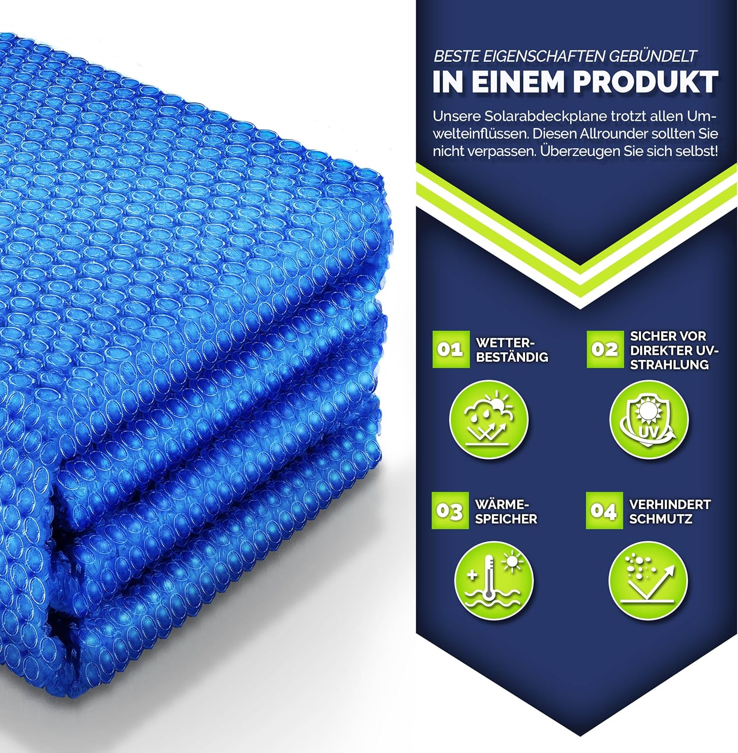 tillvex® Premium Pool Solarabdeckplane 400 µm Rechteckig 700x400 cm | Solarfolie Wärmeplane zuschneidbar | Solarplane Solarabdeckung | Poolheizung Poolsolarplane für Wassererwärmung