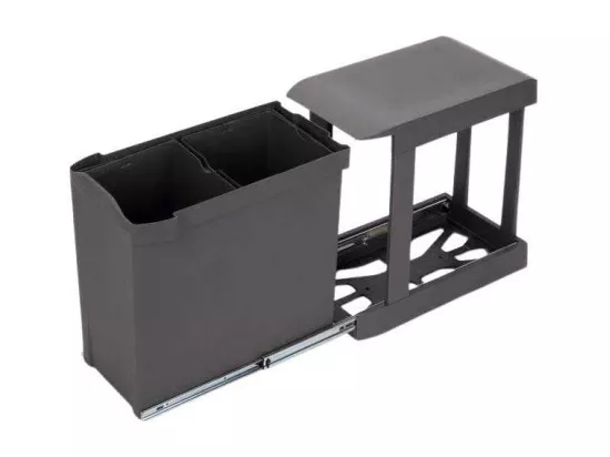 Poubelles de recyclage fixation inférieure et extraction automatique (2 bacs de 14L)