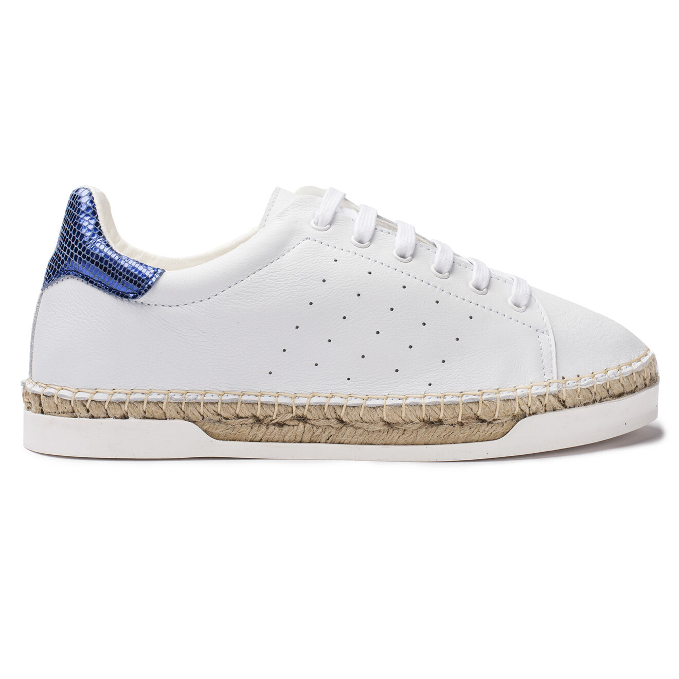 Canal Saint Martin Baskets espadrilles en Cuir Lancry Roma blanc/bleu