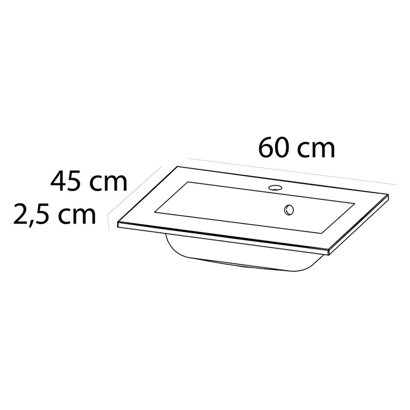 Tiger Loft Meubelset 60 cm met 2 lades Naturel eik inclusief Quadro wastafel Hoogglans wit