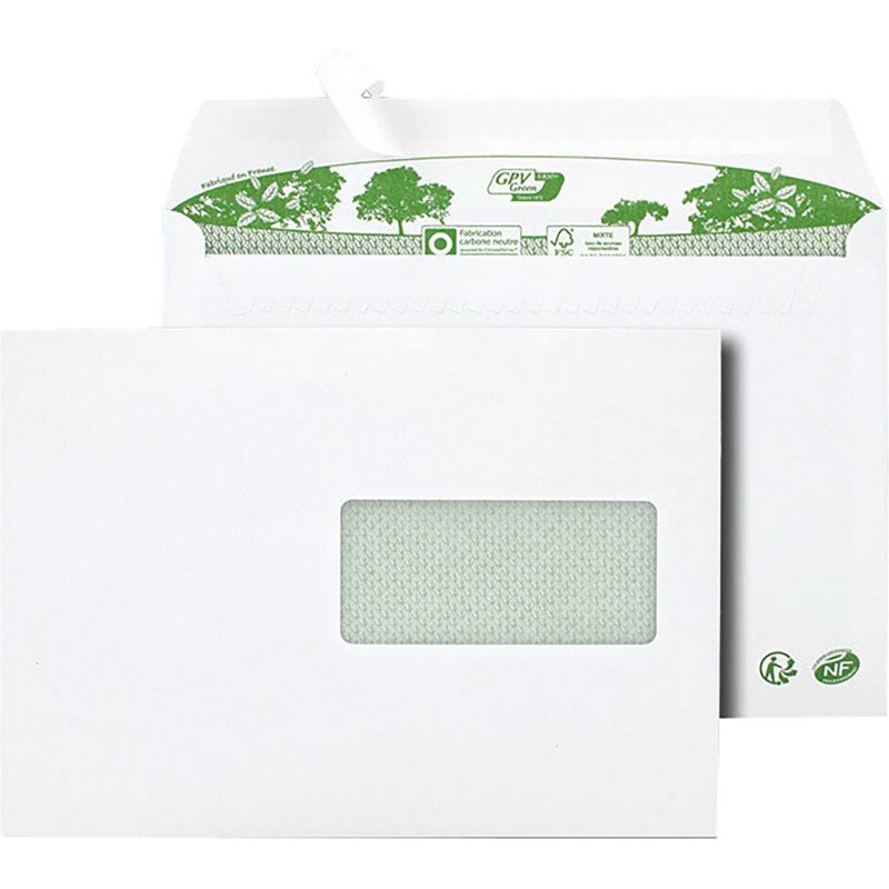 Enveloppe recyclée ERAPURE 162 x 229 mm 80 g avec fenêtre - Boîte de 200