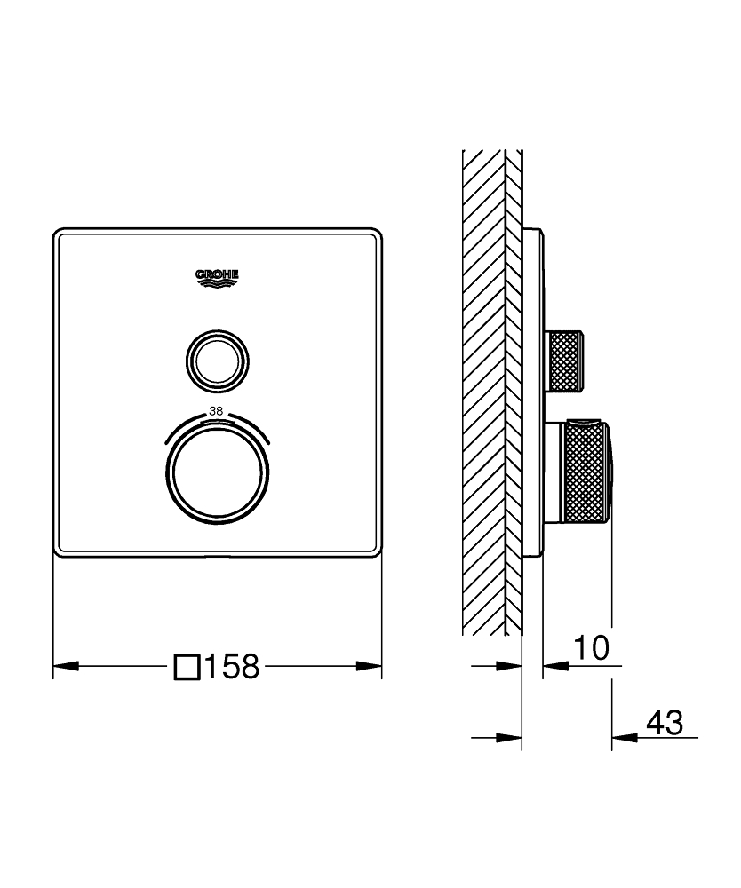 Grohe Grohtherm SmartControl thermostaat met omstel vierkant brushed hard graphite