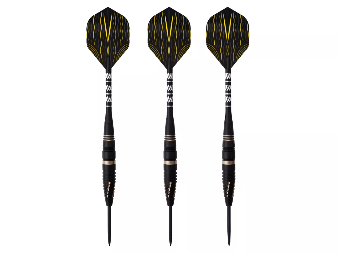 Jeu de 3 fléchettes pro pointe acier 24g Fire or - Doré