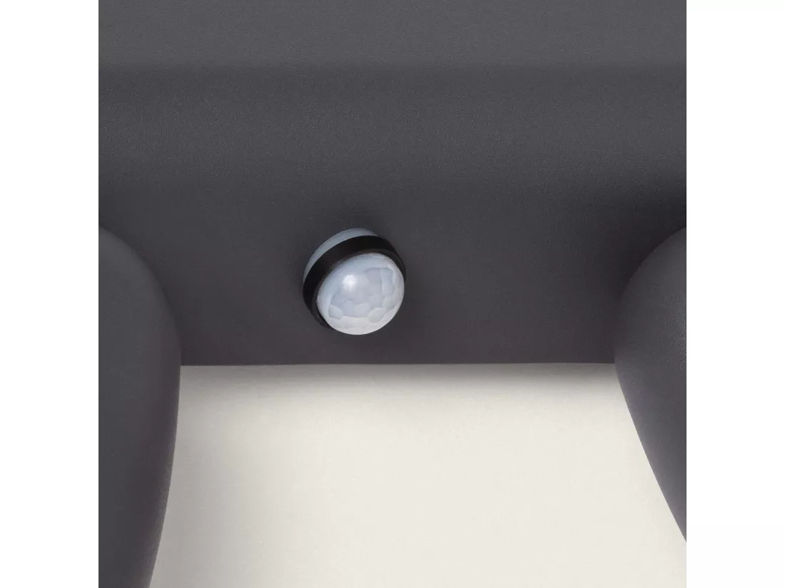 Applique Murale Extérieure Aluminium avec Détecteur de Mouvement Abel Large Deux Spots Gris foncé