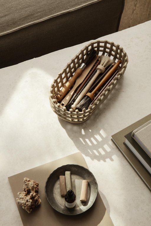 Ferm Living Ceramic basket opbergmand oval Cashmere